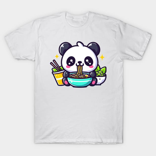 Panda Eating Ramen T-Shirt by PhotoSphere